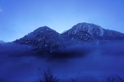 Neuschwanstein Castle hidden beneath the clouds